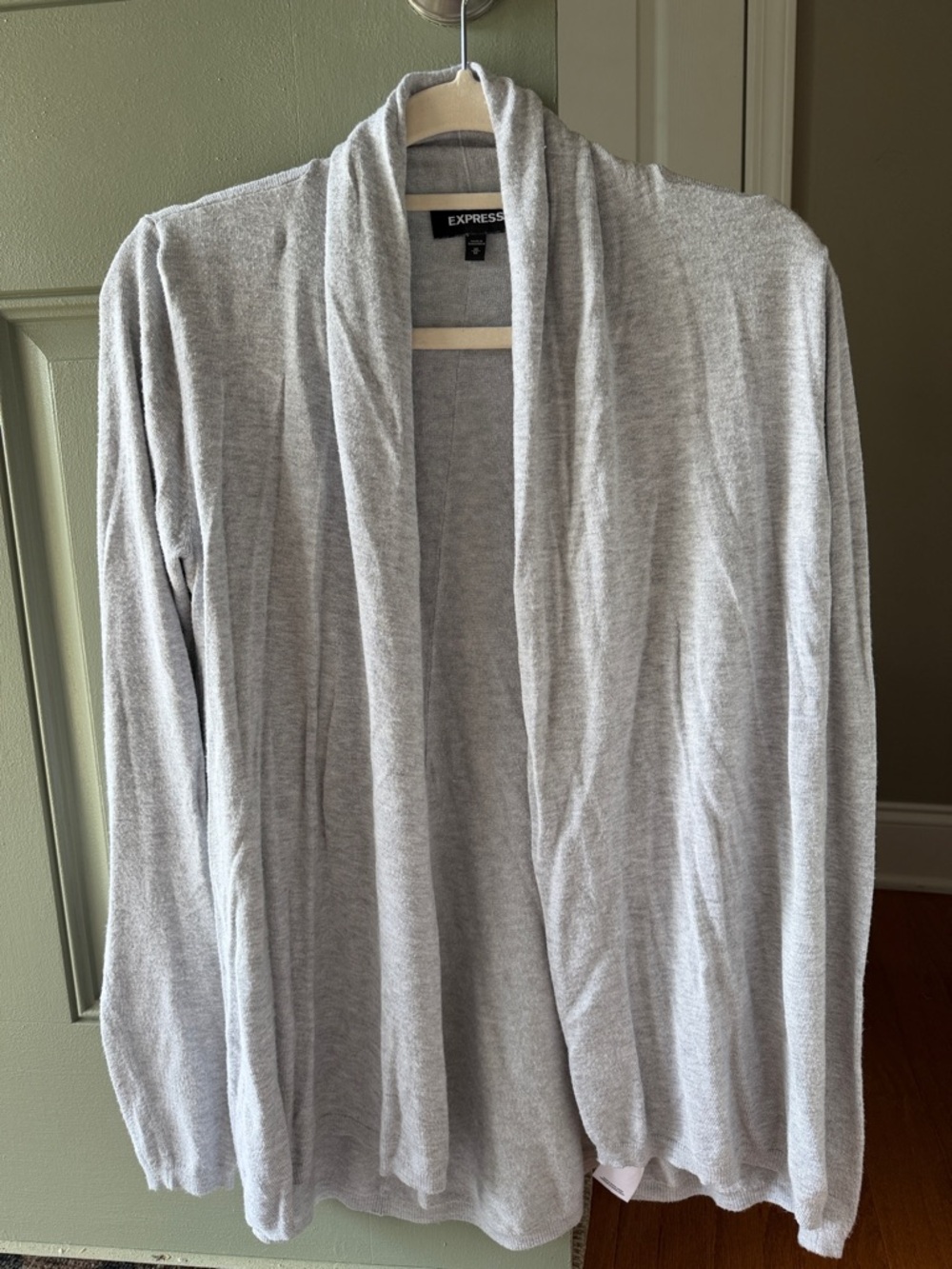 Express Light Gray Open Drape Cardigan Sweater